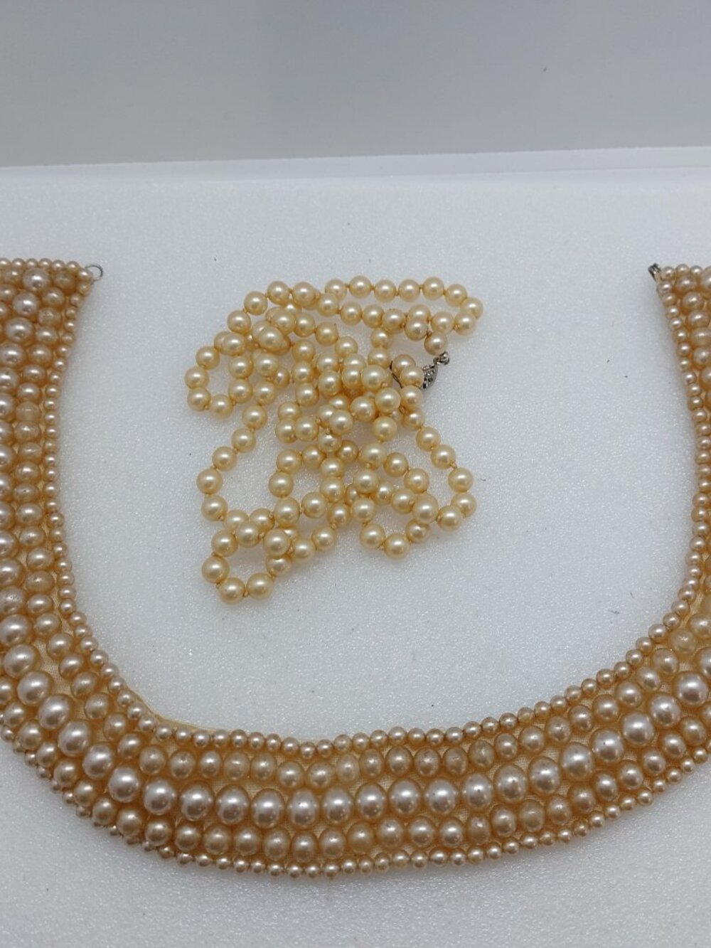 Vintage Faux Pearl Collar Necklace And Beaded Necklace